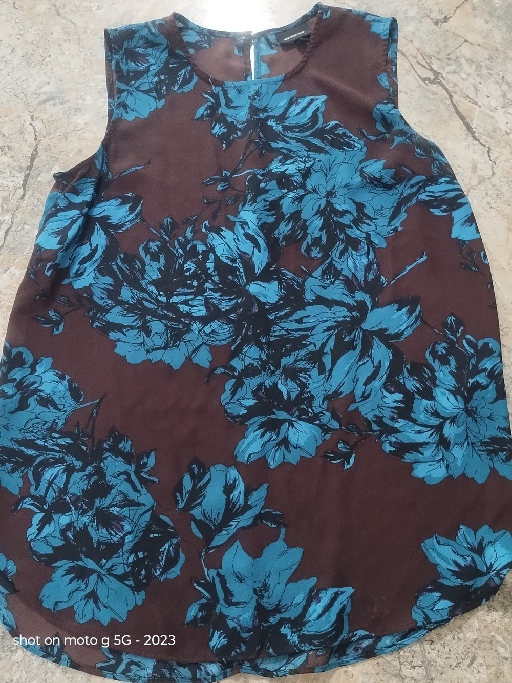 Who What Wear Brown Floral Shell Top Teal